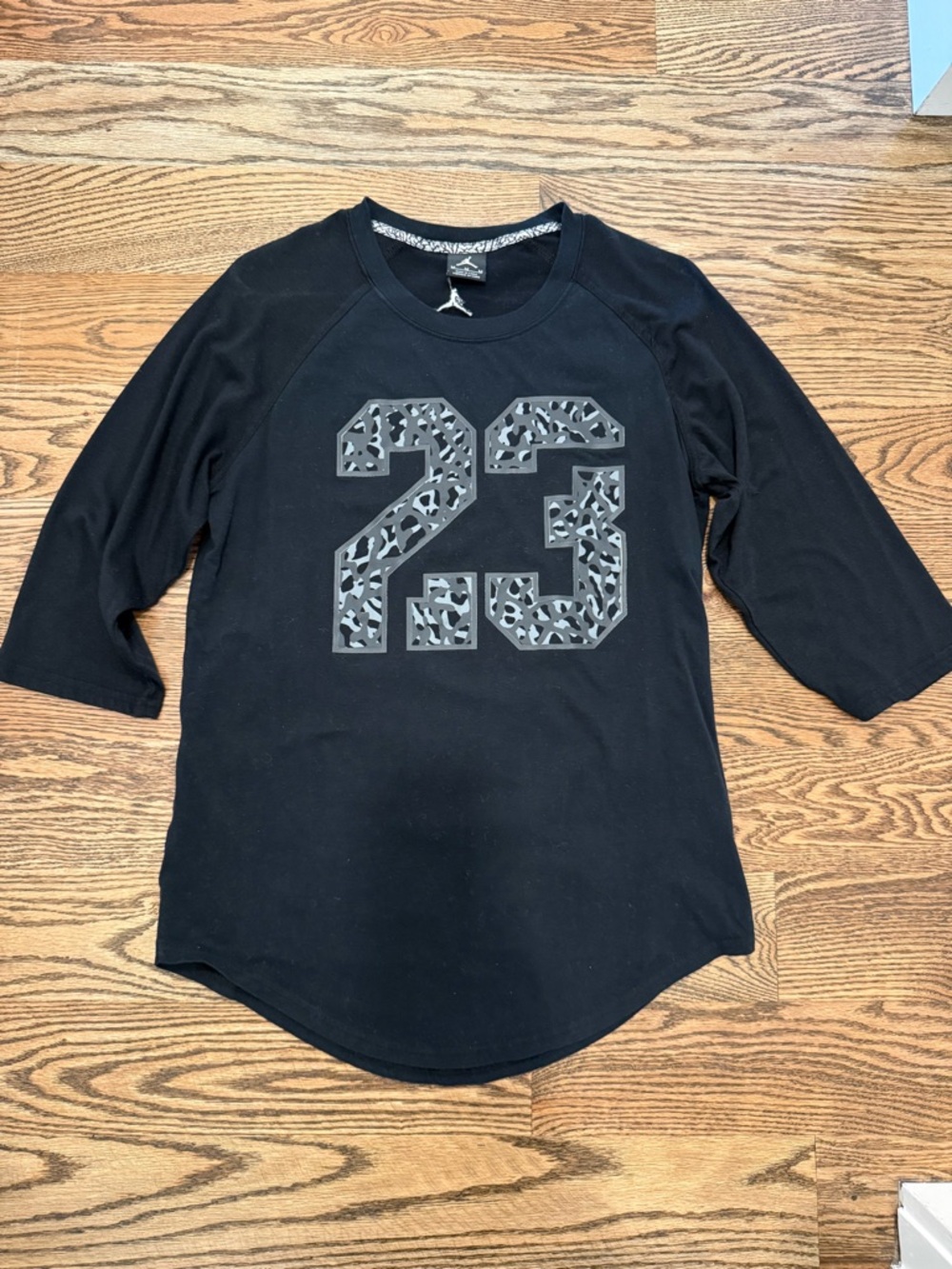 Jordan Nike Women’s Black 3/4 Sleeve Tee with Number 23 Detail
